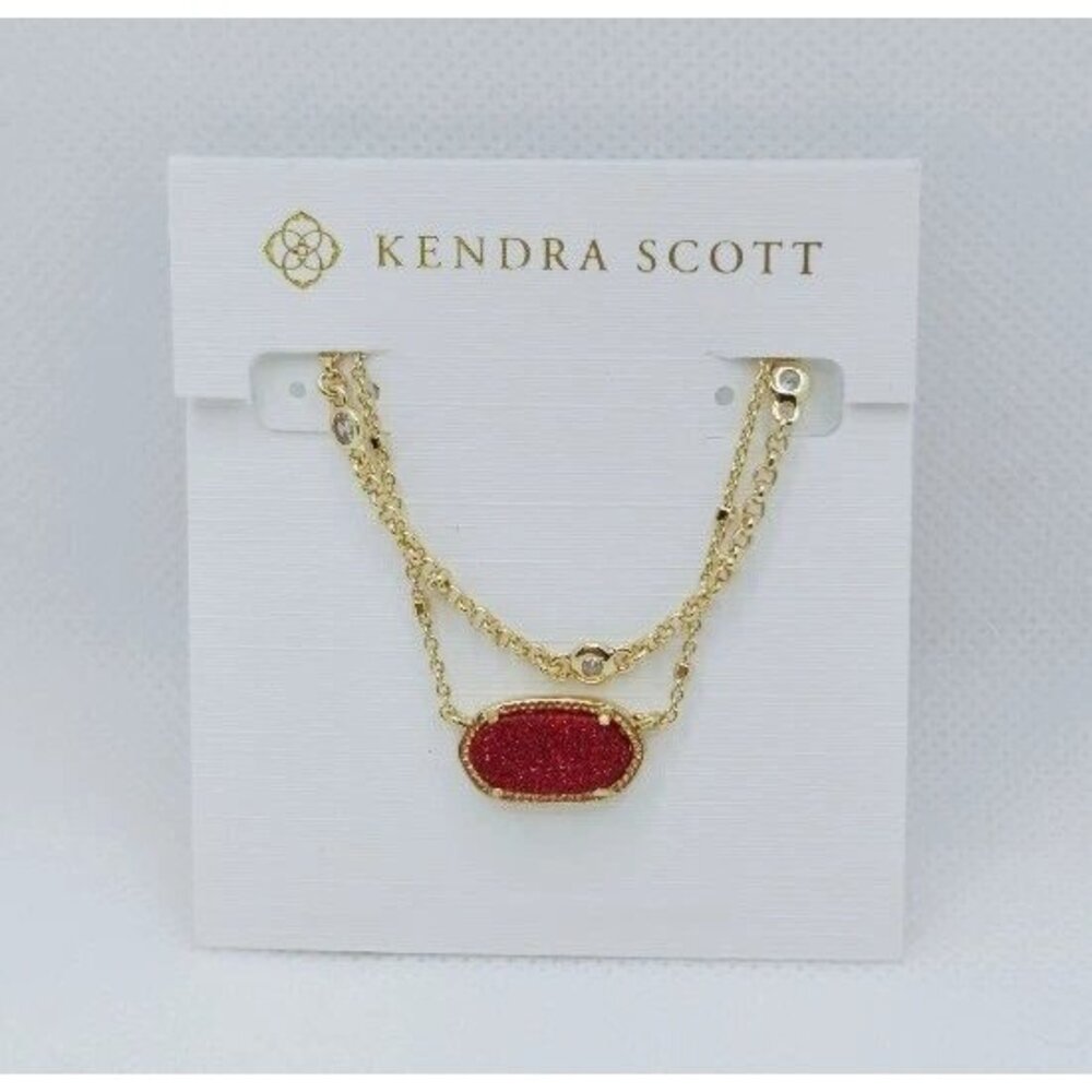 Kendra Scott Elisa Gold Crystal Multi Strand Necklace in Red Drusy